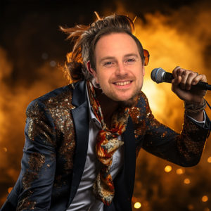 matt jackson lead singer of SEO rockstars performing live on stage